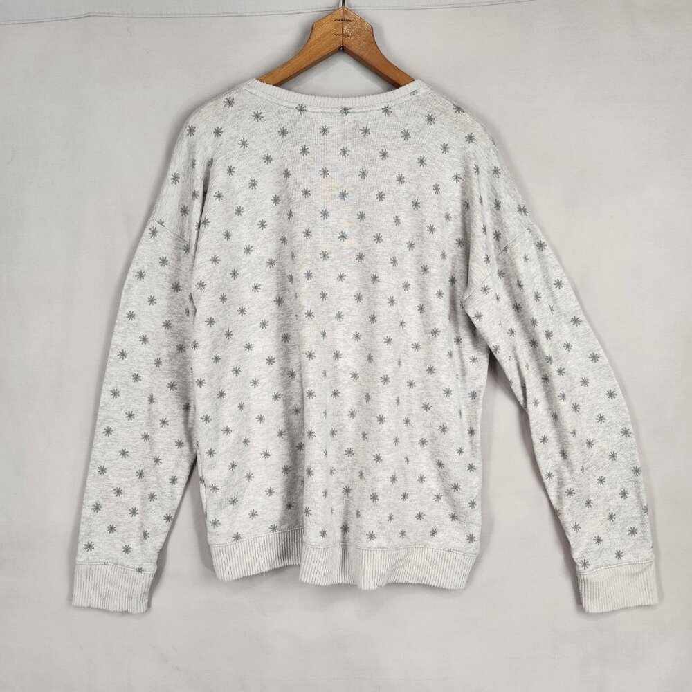 Lauren Conrad Dachshund Pajama Set Womens L Gray Snowflake Poly Knit Stretch - Picture 3 of 14